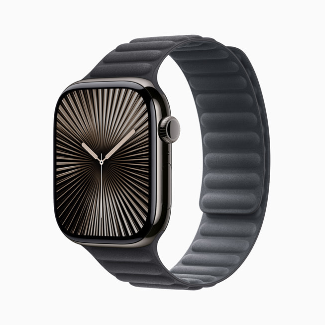 Apple Watch Series 10 in slate titanium.