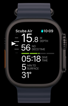 The Oceanic+ app displayed on Apple Watch Ultra 2.