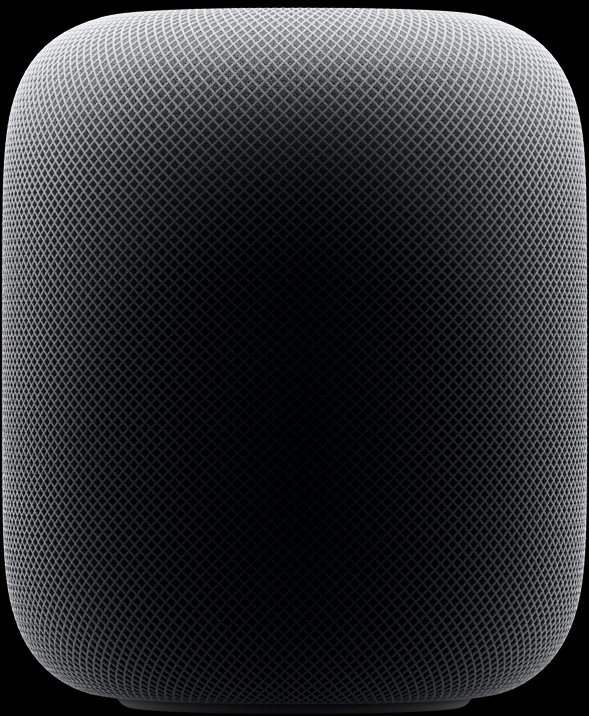 Gros plan sur une photo produit du HomePod en vue latérale