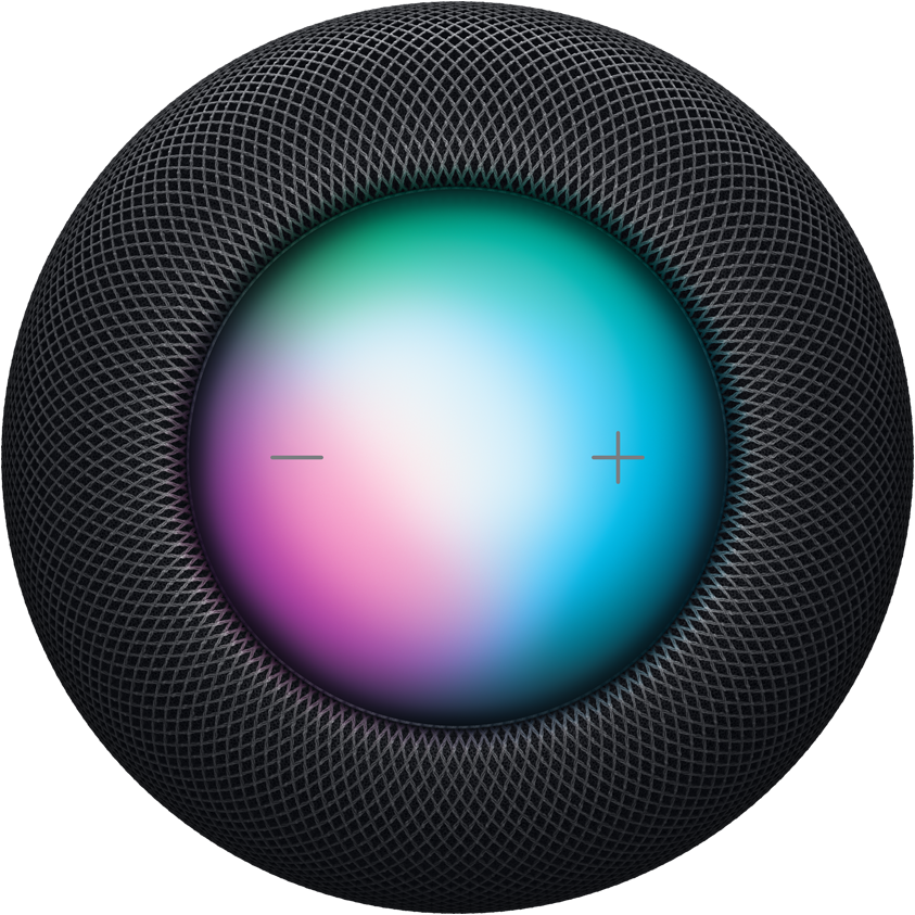 Vista dall’alto di un HomePod con la funzione Siri attiva