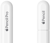 丸みを帯びたペン尻にApple Pencil Proと刻印されているApple Pencil Proと、ペン尻のキャップにApple Pencilと刻印されているApple Pencil（USB-C）。