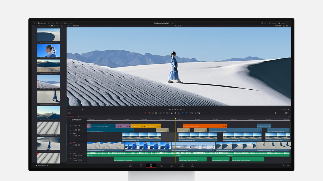 Pro Display XDR-scherm waarop taken voor het transcoderen van video worden uitgevoerd