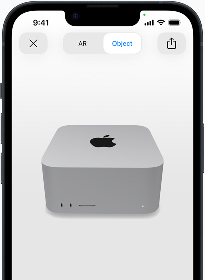 ตัวอย่างประสบการณ์ AR ของ Mac Studio ที่รับชมบน iPhone