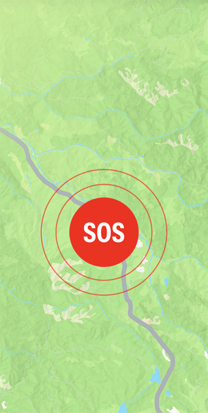 Emergencia SOS sobre una ruta en Mapas de Apple. Haz clic en el botón del signo más para consultar más información sobre las funcionalidades de Seguridad.