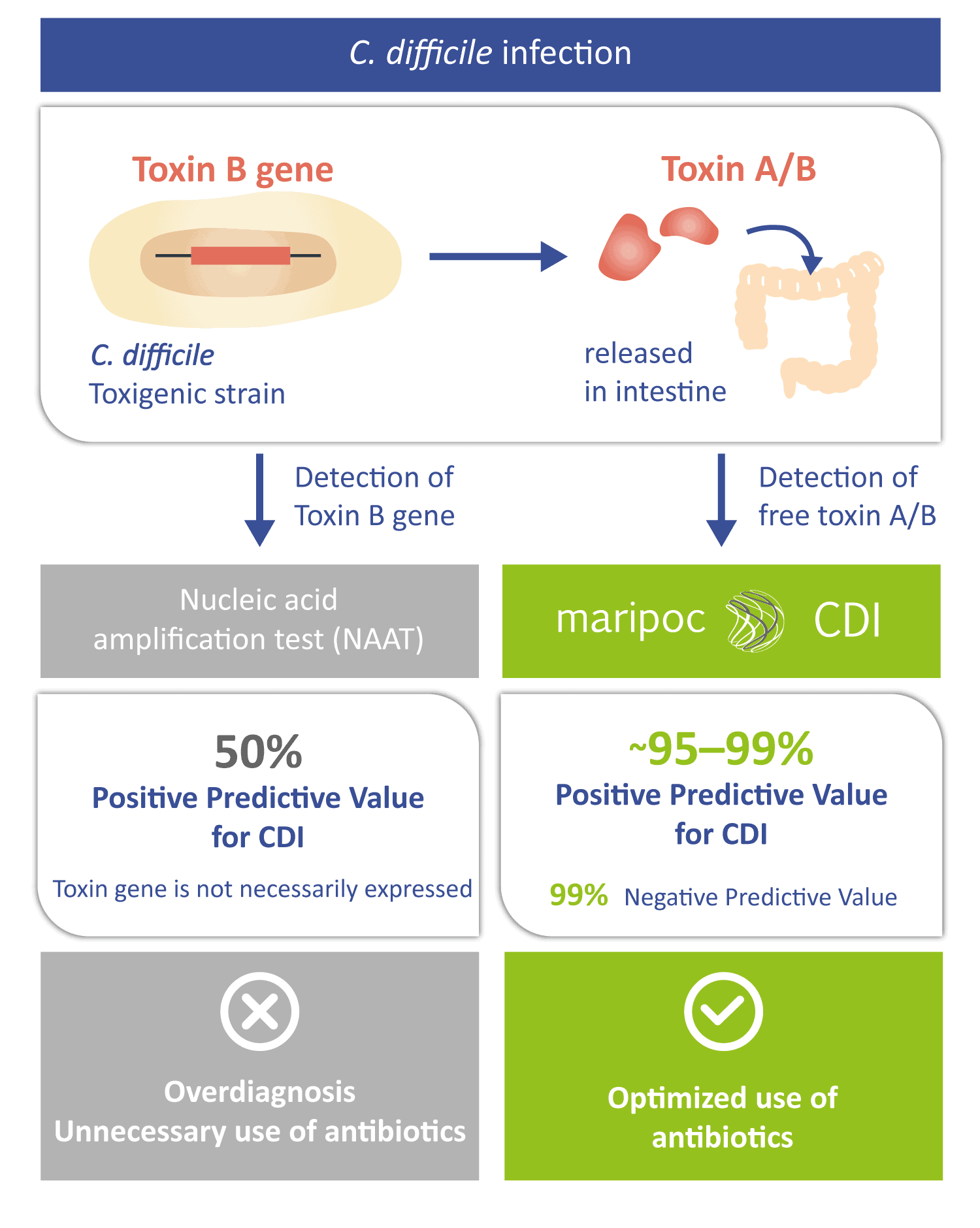 How to detect C.difficile infection?