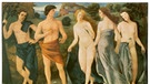 The Judgement of Paris : Paris, Prince of Troy, must award the Apple of Discord to Hera, Aphrodite or Athena : all try bribes, but Aphrodite wins by offering him Helen Date: circa 1940 (Mary Evans Picture Library). Bei Adam und Eva, Schneewittchen oder als Reichsapfel: Der Apfel spielt im Christentum, in Mythen und Märchen sowie als Machtsymbol eine entscheidende Rolle.  | Bild: picture-alliance / Mary Evans Picture Library/WEIMA | -