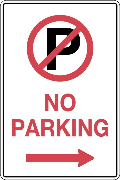 No Parking with Arrows Sign