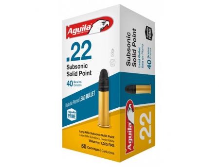 Boite de 50 cartouches AGUILA Subsonic Solid Point .22lr 40gr / 2,59g