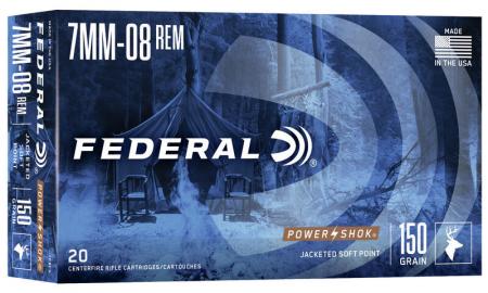 Boite de 20 cartouches FEDERAL Power Shok 7MM-08REM SP 150gr / 9,72g