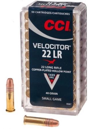 Boite de 50 cartouches CCI VELOCITOR 22LR 40 GR / 2,59 g