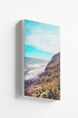 Beach on a blue sky canvas