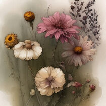 Retro Flowers in Style of Jean-Baptiste Monge by Michael Mayr