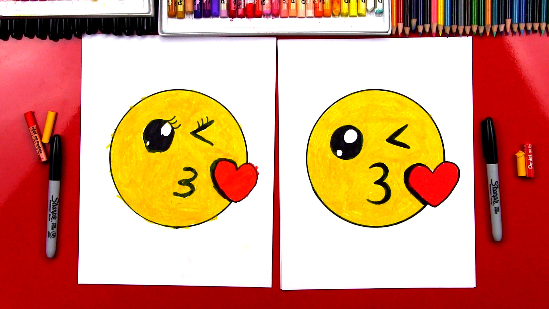 Drawing Coloring How To Draw A Cute Kissing Emoji Step By Step Girly ...