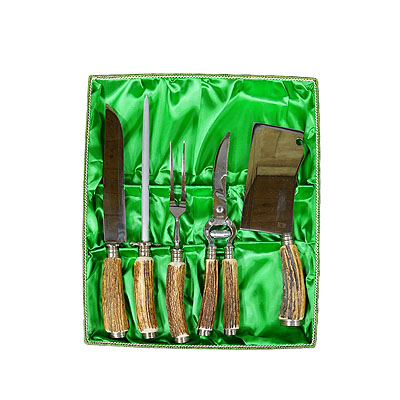 Vintage 5-piece carving set with box - Baron Solingen Germany 1950s.