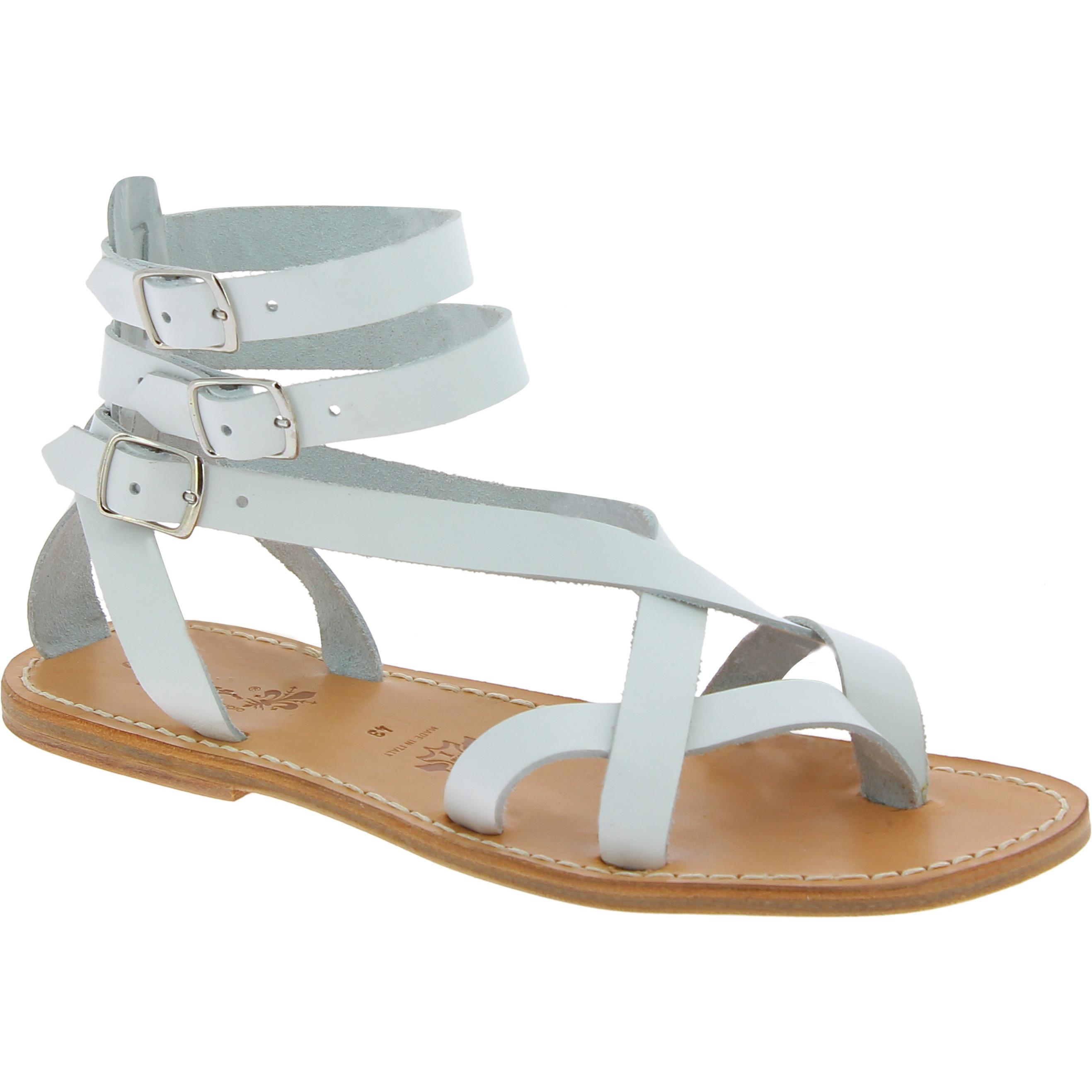 White men's gladiator sandals Handmade in Italy