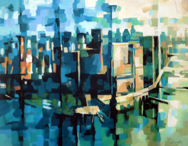 Painting titled "MANHATTAN" by Aleksandr Ilichev, Original Artwork, Acrylic