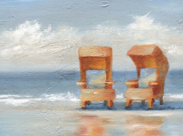 Painting titled "Hold my seat, please" by Alena Post, Original Artwork, Oil Mounted on Plexiglass