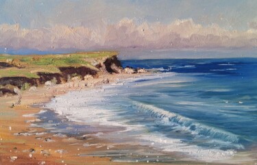 Painting titled "Beach Painting on C…" by Anzhelika Izzi, Original Artwork, Oil