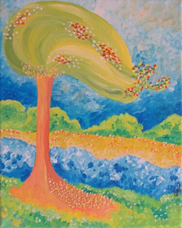 Malerei mit dem Titel "Árbol en primavera" von Fabiana Iglesias, Original-Kunstwerk, Acryl Auf Keilrahmen aus Holz montiert