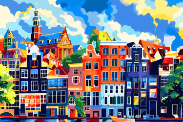 Digital Arts titled "Colorful Amsterdam.…" by Irina Bast, Original Artwork, Digital Painting