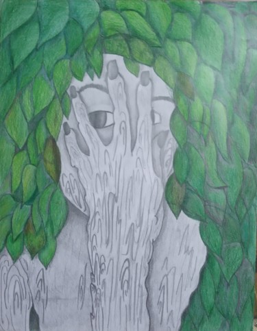 Zeichnungen mit dem Titel "Árbol" von Jennifer Lopez, Original-Kunstwerk, Bleistift