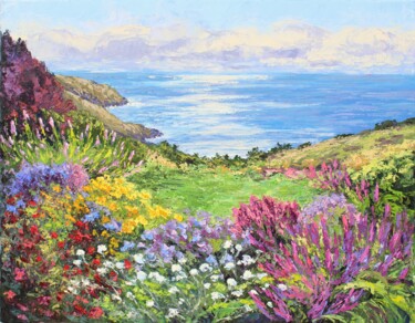 Painting titled "Garden By The Sea" by Kristen Olson Stone, Original Artwork, Oil