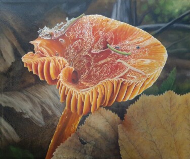 Painting titled "Hygrophore ambigue" by Mag Lefrançois, Original Artwork, Oil