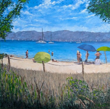 Painting titled "At The Beach" by Mark Haywood, Original Artwork, Oil