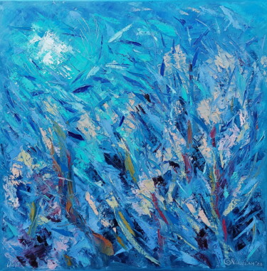 Painting titled "Soft Coral was crea…" by Olga Nikitina, Original Artwork, Oil Mounted on Wood Stretcher frame