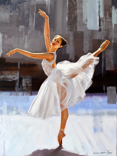 Painting titled "Dancing in the light" by Serghei Ghetiu, Original Artwork, Oil Mounted on Wood Stretcher frame