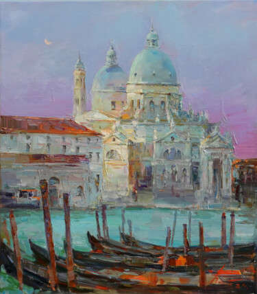 Painting titled ""Santa Maria della…" by Serhii Cherniakovskyi, Original Artwork, Oil Mounted on Wood Stretcher frame