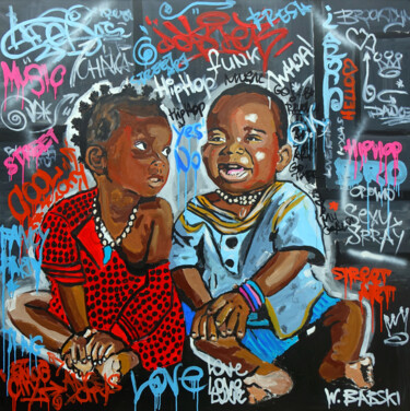 Pintura intitulada "KIDS 1" por Wojciech Bąbski, Obras de arte originais, Acrílico