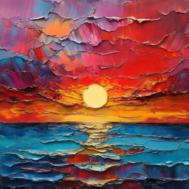 Painting titled "Magic Sunset" by Yass, Original Artwork, Oil