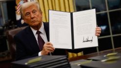 WASHINGTON, DC - JANUARY 20: President Donald Trump signs executive orders in the Oval Office on January 20, 2025 in Washington, DC.  Trump takes office for his second term as the 47th president of the United States. (Photo by Anna Moneymaker/Getty Images)