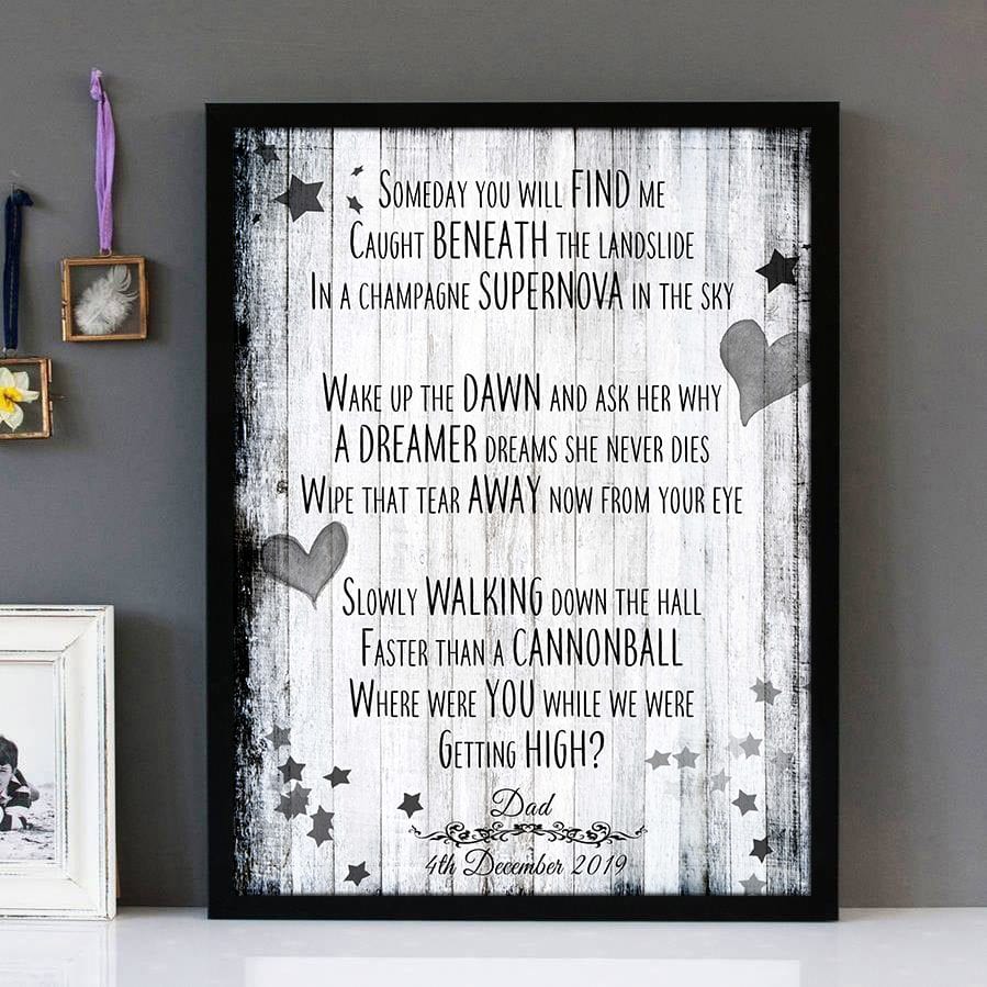 Champagne Supernova Oasis Framed Lyrics Wall Art