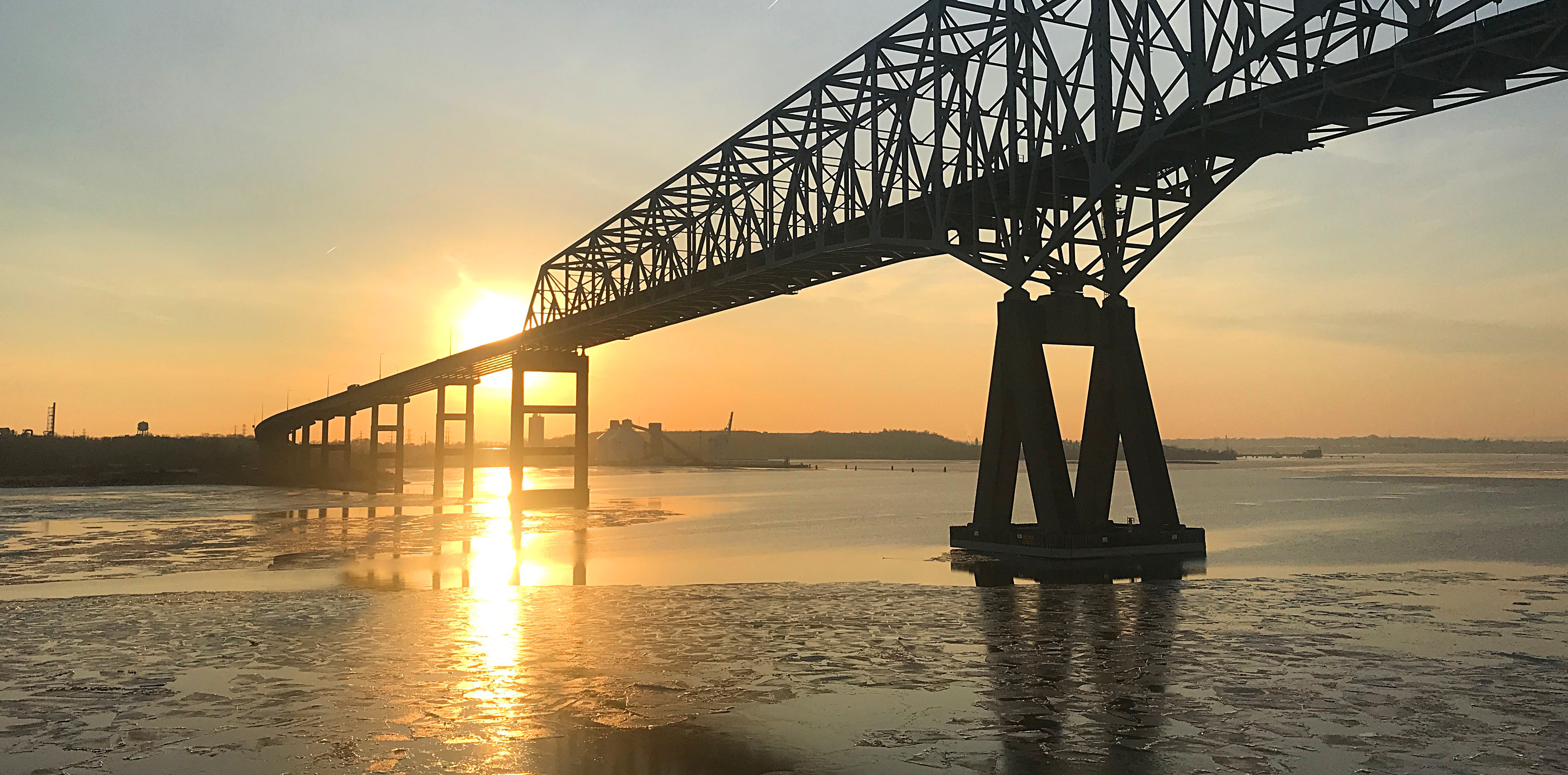 A portion of the Francis Scott Key Bridge in Baltimore, Maryland, has