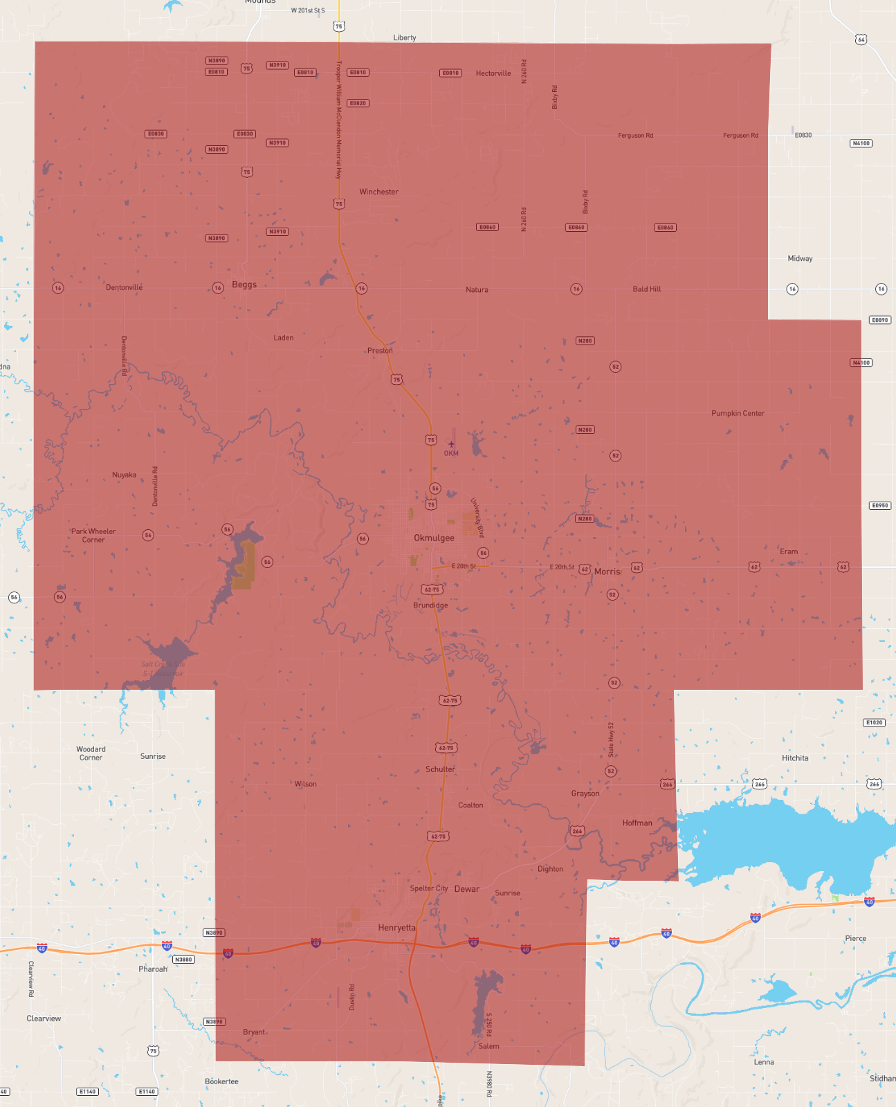 Oklahoma Okmulgee County - AtlasBig.com