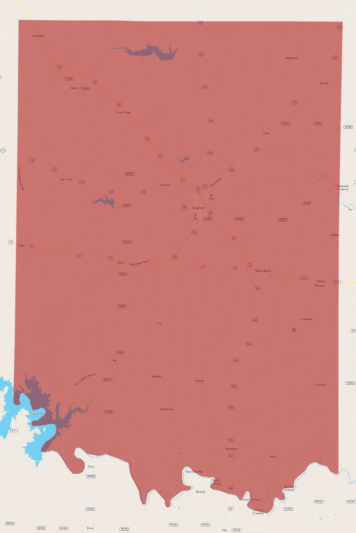 Texas Coleman County - AtlasBig.com