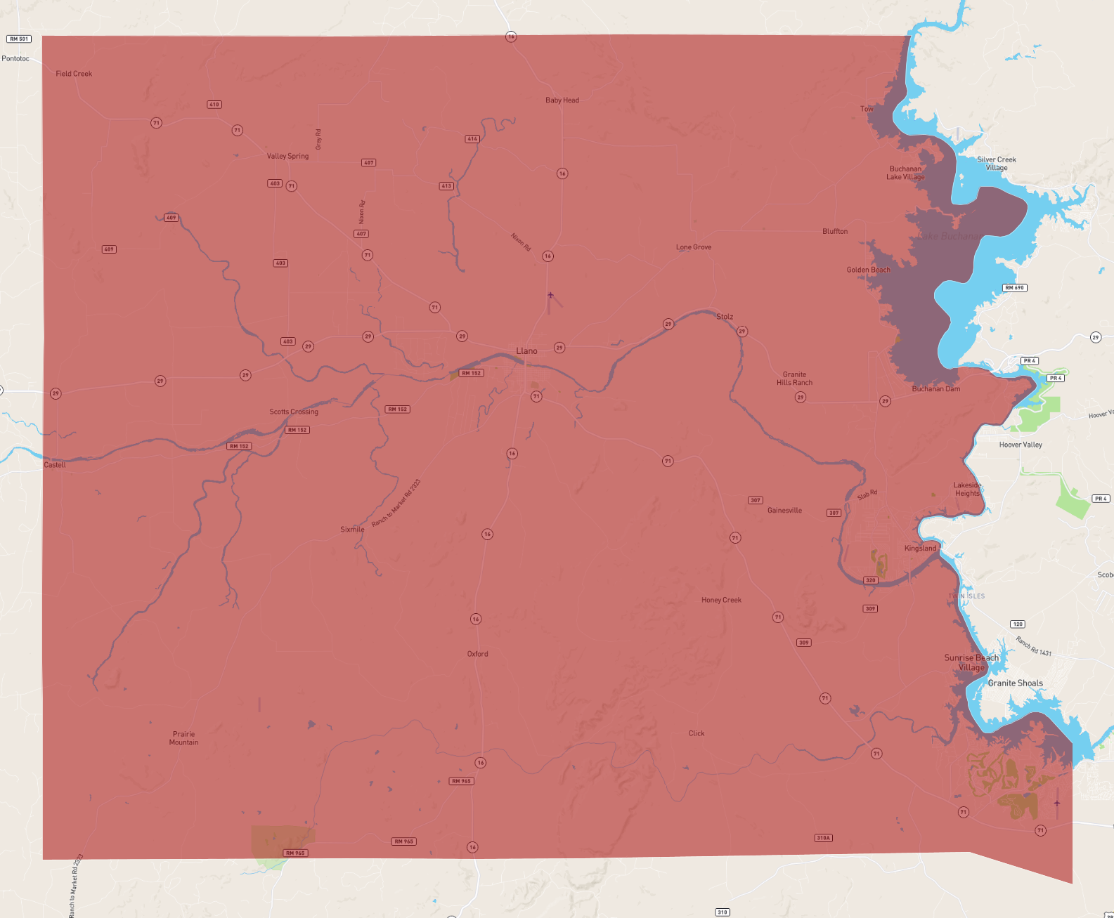 Texas Llano County - AtlasBig.com