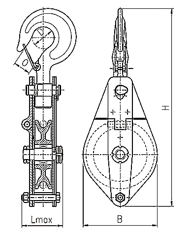 Single sheave snatch block dimension