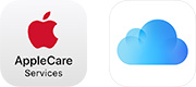 AppleCareロゴ、iCloudロゴ