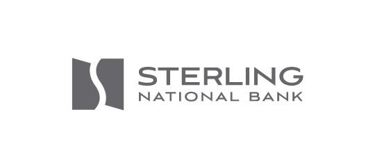 The image shows the logo of Sterling National Bank, a trusted partner in healthcare marketing. The logo consists of a stylized 