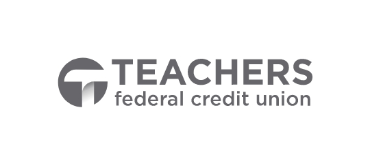 Logo of Teachers Federal Credit Union in gray text. The logo features a stylized 