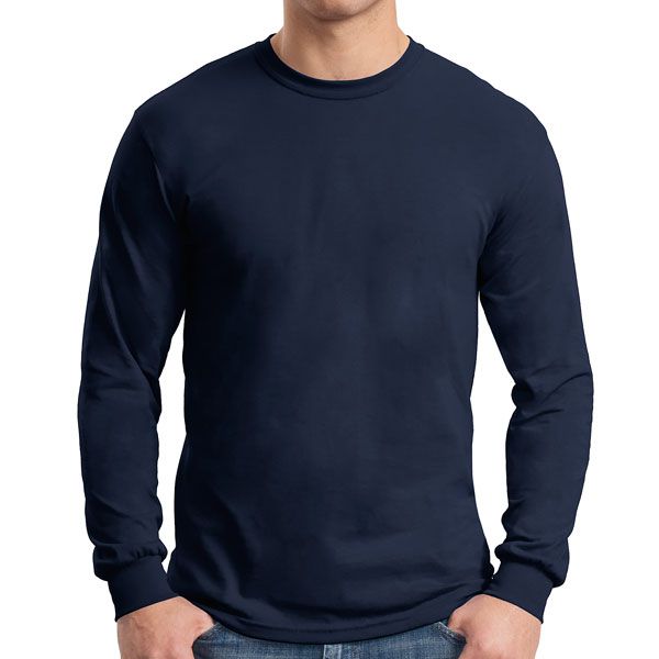 Gildan 5400 Cotton Long Sleeve T-Shirt - Navy - AuthenticSoccer.com