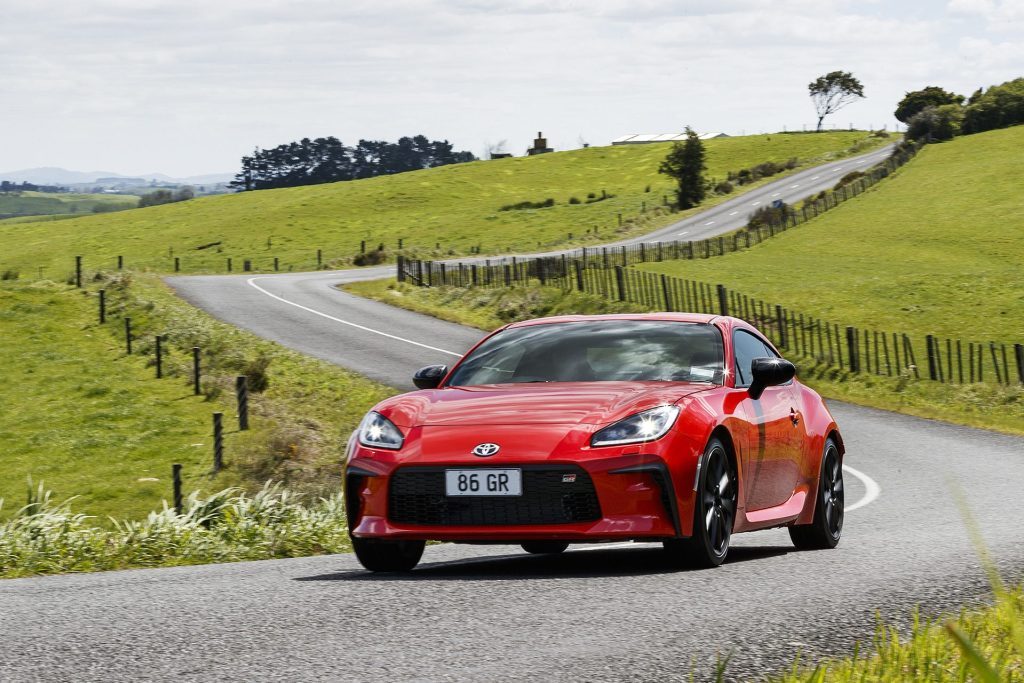 Toyota GR86 on twisty road