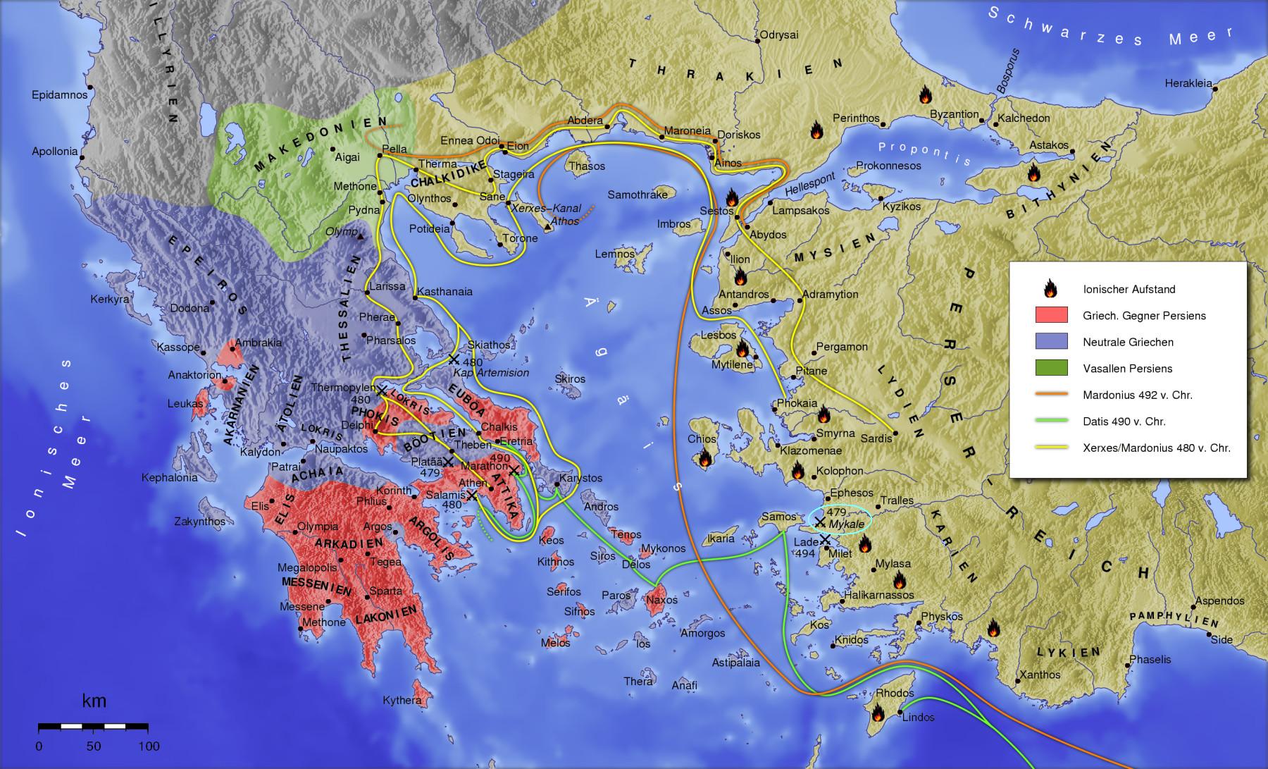 Xerxes Map Of Persian War Invasions - kulturaupice