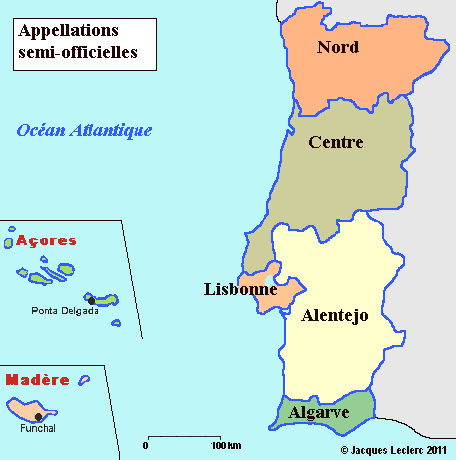 Portugal : régions (carte)