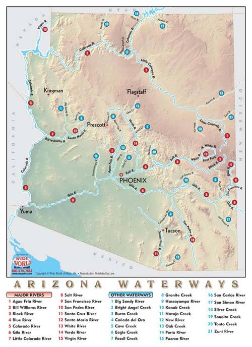 Arizona Map With Cities And Rivers - United States Map