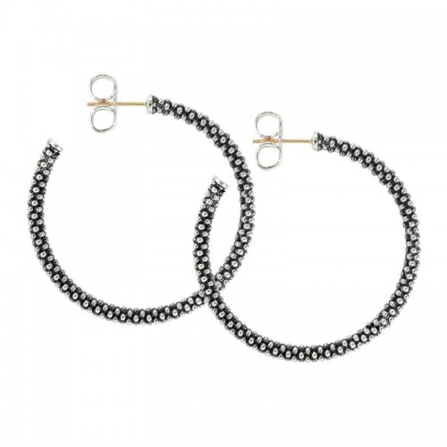 Lagos Sterling Silver Signature Caviar Hoop Earrings