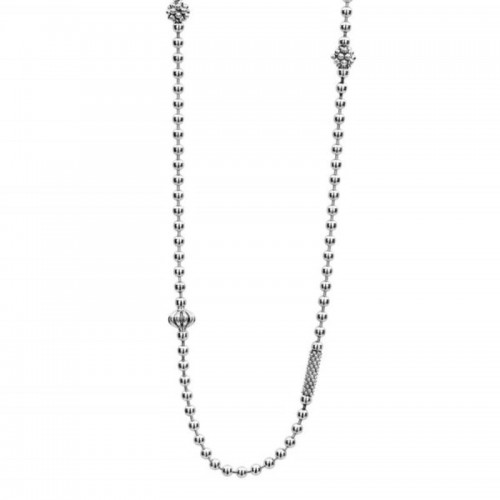 Lagos Sterling Silver Caviar Icon Chain Necklace With Beaded Accents